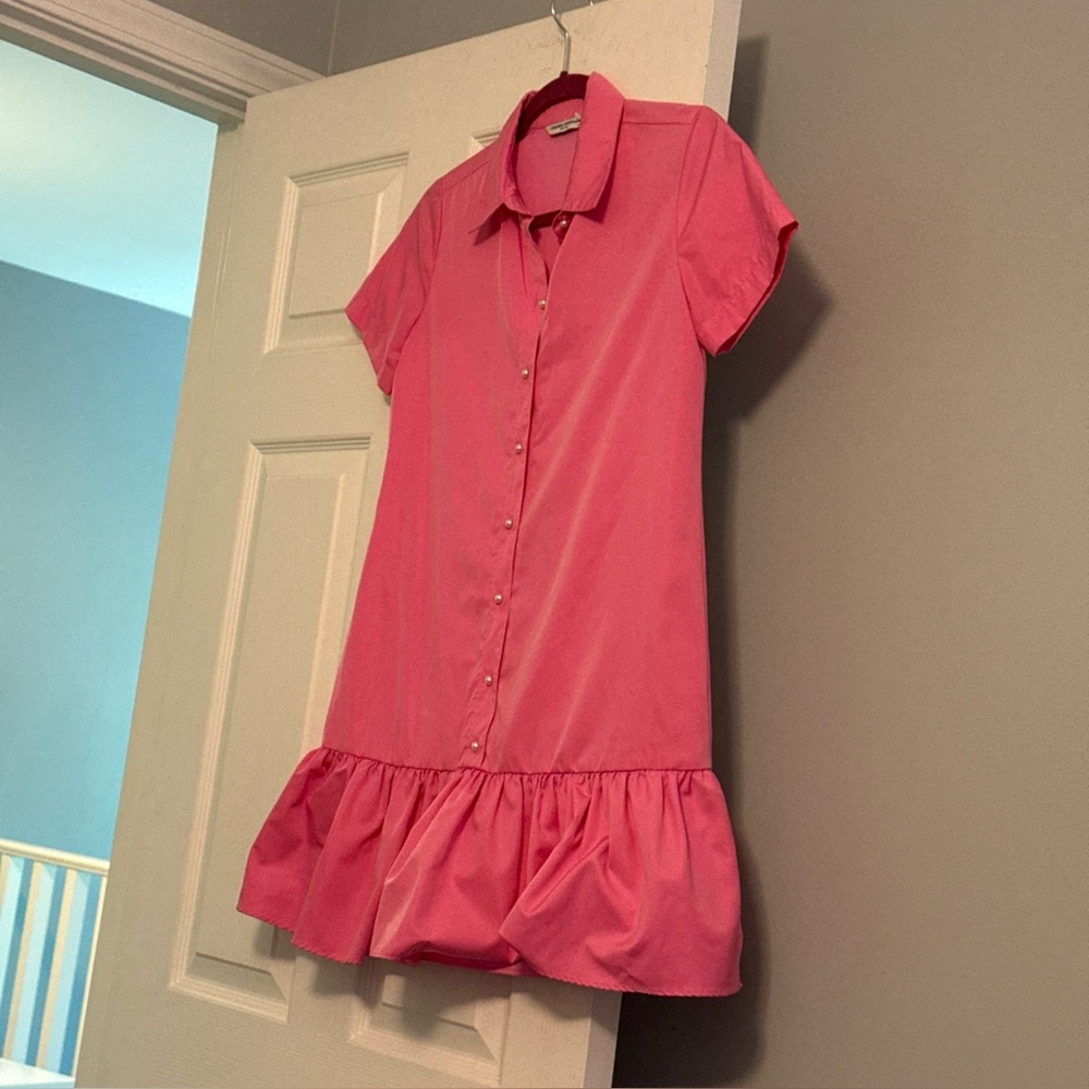 Amanda Uprichard pearl button short sleeve pink‎ dress XS